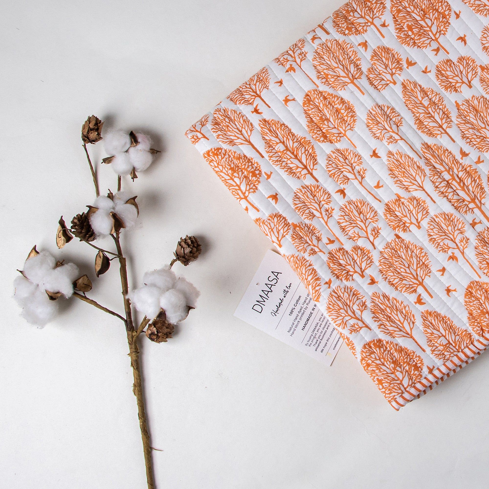 Orange Leaf Print Soft Cotton Baby Blankets & Quilts 092